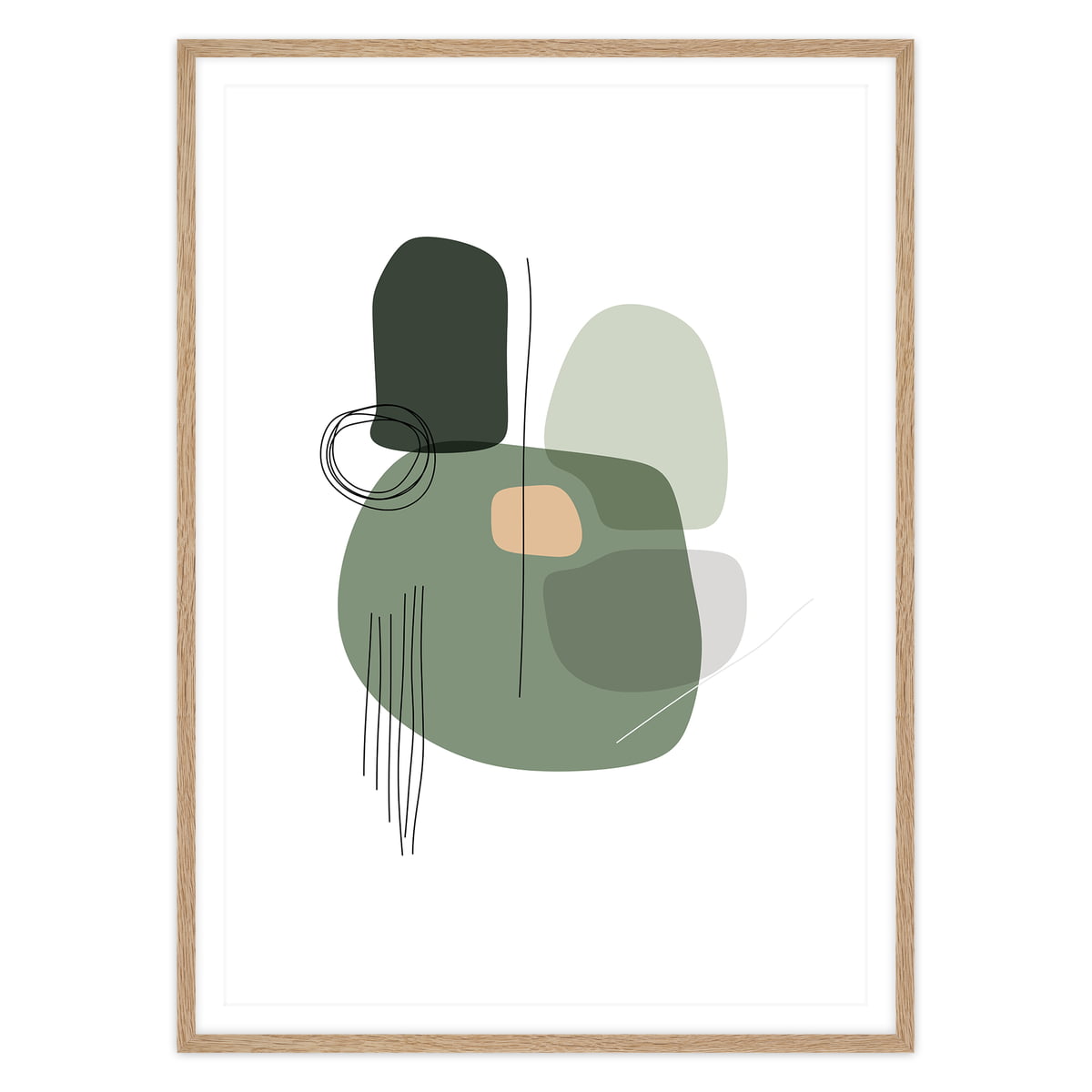 artvoll - Shapes No. 1 Grass Poster mit Rahmen