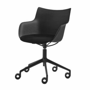 Kartell - Q/Wood Stuhl mit Rollen und Sitzpolster
