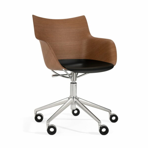 Kartell - Q/Wood Stuhl mit Rollen