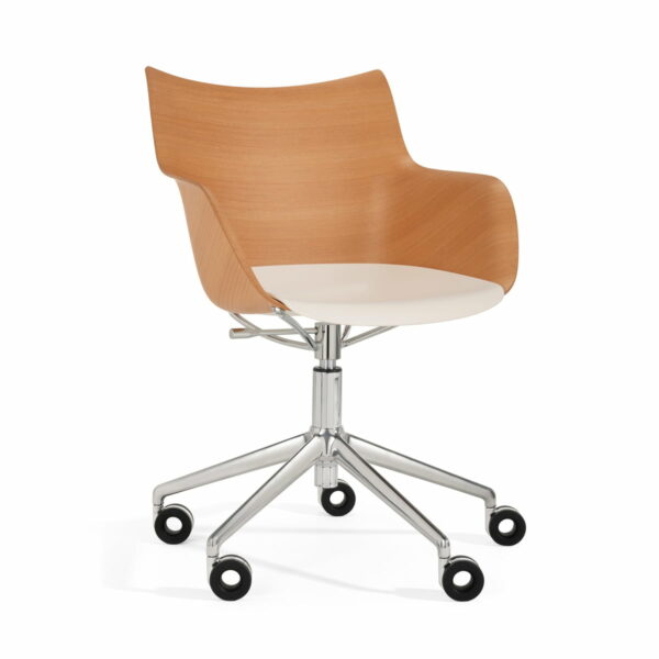 Kartell - Q/Wood Stuhl mit Rollen