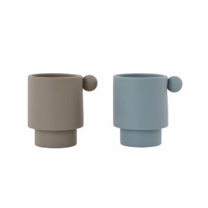 OYOY - Tiny Inka Silikon dusty blue / clay (2er- Set)